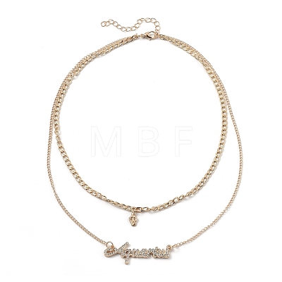 Alloy Double Layered Necklaces NJEW-B0002-04G-1