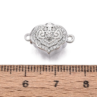 Brass Micro Pave Clear Cubic Zirconia Box Clasps KK-Q074-07P-1