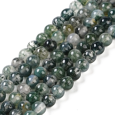 Natural Moss Agate Bead Strands G-J358-01-4mm-1