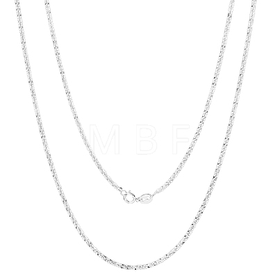 Rhodium Plated 925 Sterling Silver Thin Dainty Link Chain Necklace for Women Men JN1096B-03-1