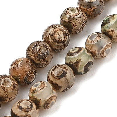 Natural Tibetan 3-Eye dZi Agate Beads Strands G-A240-A01-02-1
