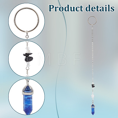 Chip & Bullet Gemstone with Glass Pendant Decoration HJEW-AB00400-1
