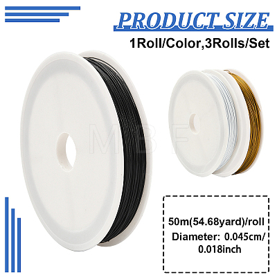 3 Rolss 3 Colors Tiger Tail Craft Wire FIND-YW0007-80-1
