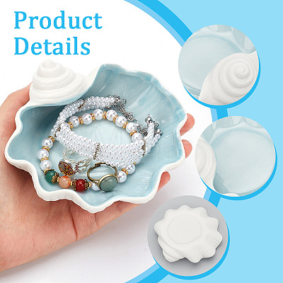 Shell Shape Porcelain Jewelry Plate DJEW-WH0009-29-1