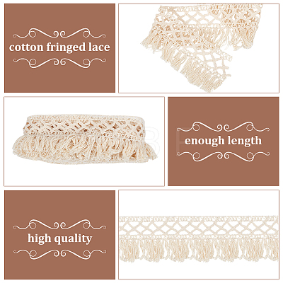 Flat Cotton Tassel Ribbons OCOR-WH0090-016-1