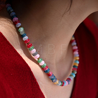 Glass Rondelle Beaded Necklaces with Alloy OT Clasps for Women WG710A2-02-1