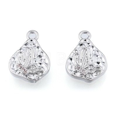 Brass Micro Pave Clear Cubic Zirconia Charms KK-N216-569P-1