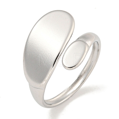 Non-Tarnish 304 Stainless Steel Oval Open Cuff Ring for Women RJEW-A043-33P-1