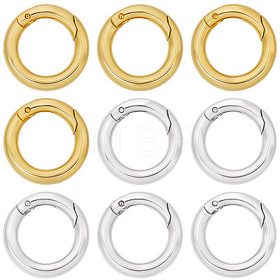12Pcs 2 Colors Brass Spring Gate Rings KK-SC0008-03-1