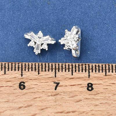 Brass Micro Pave Clear Cubic Zirconia 2-Loop Flower Spacer Bars KK-C258-08S-1