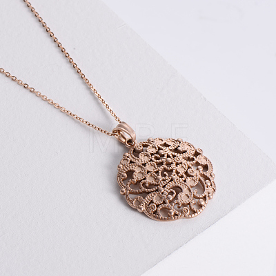 316 Surgical Stainless Steel Hollow Flower Pendant Necklaces for Women PY9178-1