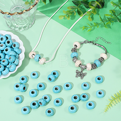 100Pcs Synthetic Turquoise European Beads TURQ-PA0001-04B-1
