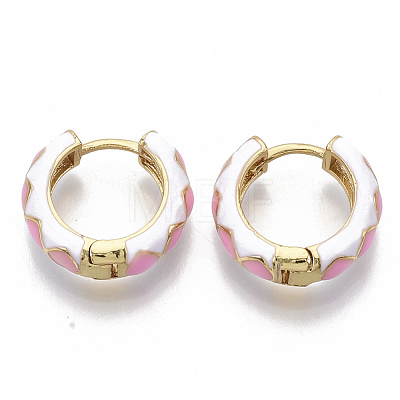 Brass Huggie Hoop Earrings EJEW-S209-05E-1