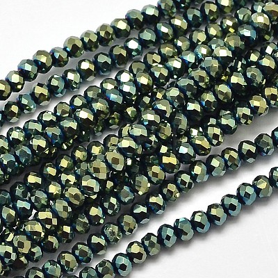Faceted Rondelle Full Plated Electroplate Glass Beads Strands EGLA-J134-3x2mm-FP01-1