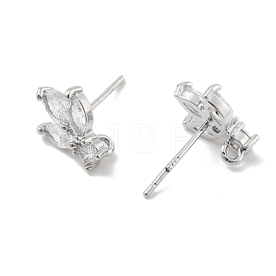 Brass Clear Cubic Zirconia Stud Earring Findings KK-A238-02B-P-1