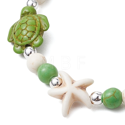 Synthetic Turquoise Beaded Stretch Bracelets for Woemn Men BJEW-JB11094-1