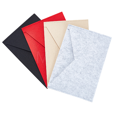 WADORN 4Pcs 4 Colors Wool Felt Envelope Purse Insert Organizer FIND-WR0006-71C-1