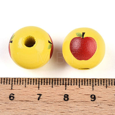 Printed Wood European Beads WOOD-L020-D01-1