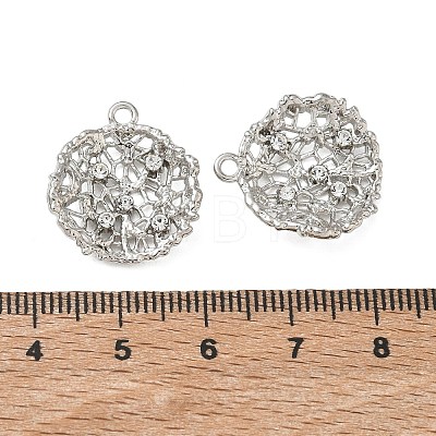 Alloy Rhinestone Pendants Round Charms RB-CBA7D90-04P-A-1