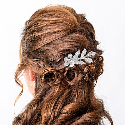 BENECREAT 10Pcs 10 Style Wedding Bridal Flower & Leaf Iron Hair Combs OHAR-BC0001-02-1