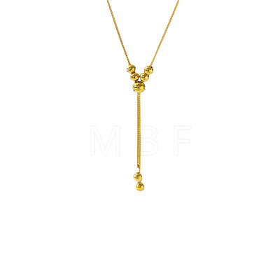 304 Stainless Steel Round Ball Round Snake Chain Slider Lariat Necklaces for Women WGEACE5-01-1