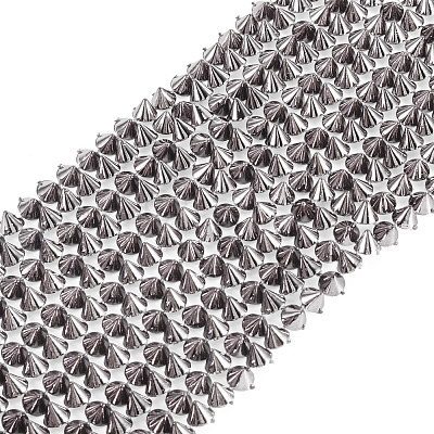 1 Yard 12-Row Resin Spike Stud Cone Flatback Punk Rock Trim Mesh Bead Craft FIND-TA0006-73A-1