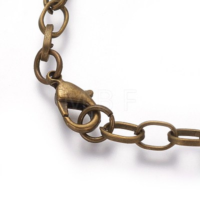 Antique Bronze Tone Iron Cable Chain Bracelet Making X-IFIN-H031-AB-1