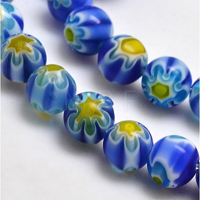 Round Millefiori Glass Beads Strands LK-P002-M-1