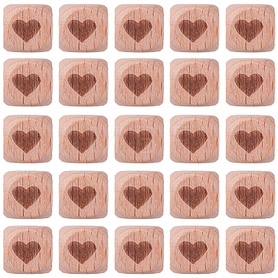 100Pcs Engraved Beech Wood Beads WOOD-PA0001-86B-1