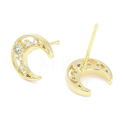 Brass Pave Clear Cubic Zirconia Stud Earring EJEW-S217-G08-1