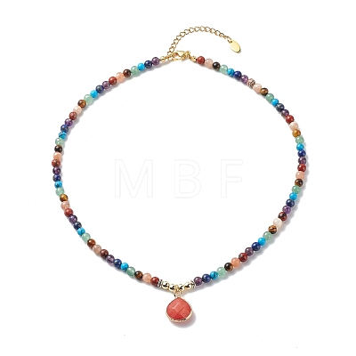 7Pcs 7 Style Natural & Synthetic Mixed Gemstone Teardrop Pendant Necklaces Set NJEW-JN04066-1