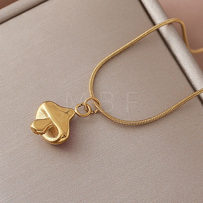 Autumn 304 Stainless Steel Enamel Pink Mushroom Pendant Necklaces for Women Men LI8986-1