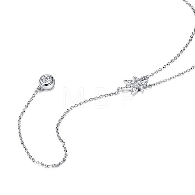 TINYSAND Leaf Design CZ 925 Sterling Silver Cascading Pendant Necklaces TS-N340-S-1