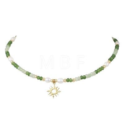 Dyed Natural Malaysia Jade & Natural Cultured Freshwater Pearl Bead Bracelets & Necklaces Sets SJEW-JS01373-02-1