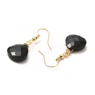 Natural Gemstone Teardrop Dangle Earrings EJEW-C051-01G-1