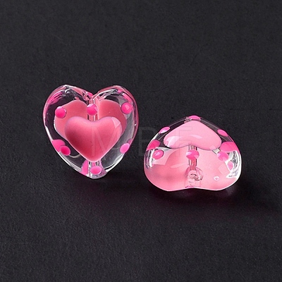 Glass Heart Beads GLAA-D005-01-1