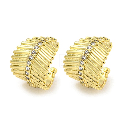 Brass Micro Pave Cubic Zirconia Cuff Earrings EJEW-C104-024G-1