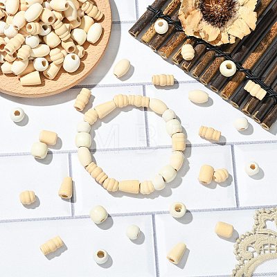 700 Pcs 7 Styles Unfinished Wood Beads WOOD-CJ0002-65-1