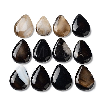 Dyed & Heated Natural Black Agate Pendants G-G065-03B-1