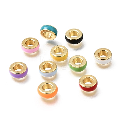 Brass Enamel European Beads KK-Z163-04G-1