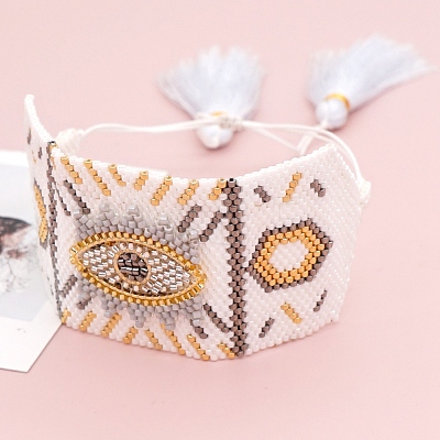 Friendship Eye Loom Pattern Seed Beads Bracelets for Women BJEW-Z013-15A-1