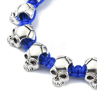 Adjustable Halloween Skull Alloy Braided Beads Bracelets for Women BJEW-78.0-JB10919-1