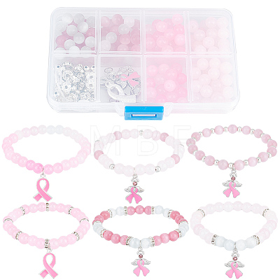 DIY Breast Cancer Awareness Bracelet Making Kit DIY-SC0021-74-1