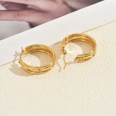 304 Stainless Steel Minimalist Round Hoop Earrings  MS5537-1