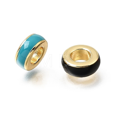 Brass Enamel European Beads KK-Z163-04G-1