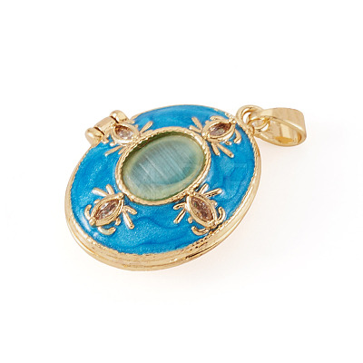 1Pc Brass Enamel Locket Pendants FIND-TA0010-71A-1