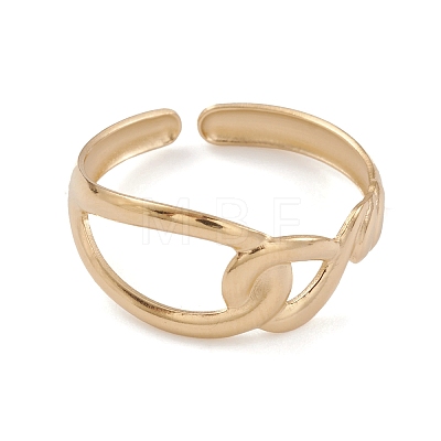 Ion Plating(IP) 304 Stainless Steel Hollow Knot Open Cuff Rings for Women RJEW-G285-75G-1