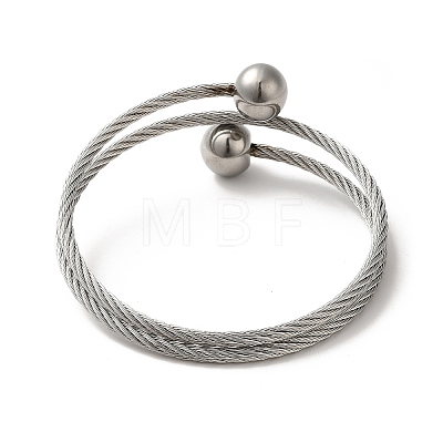 304 Stainless Steel Double Layer Wrap Bangles BJEW-P310-02B-P-1