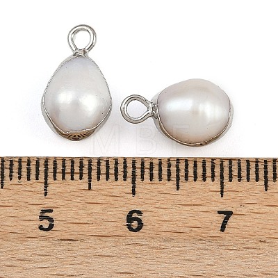 Natural Pearl Teardrop Charms KK-D423-04P-1