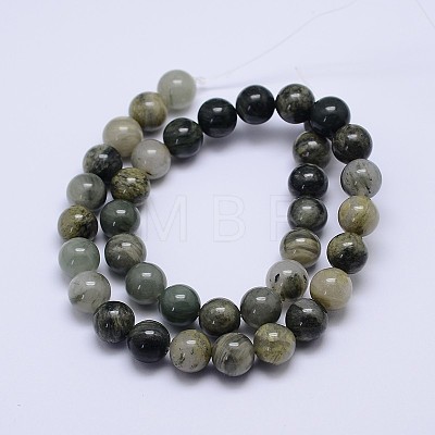 Round Natural Green Rutilated Quartz Beads Strands G-D742-8mm-1